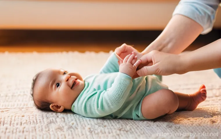 아기 손동작 노래 추천 - **Prompt:** A heartwarming, brightly lit close-up of a parent and a happy baby, approximately 9-12 m...