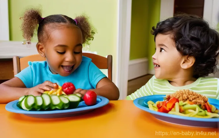 아기와 스스로 먹기 - **Prompt:** A delightfully messy and joyful moment during baby-led weaning. A happy 9-month-old baby...