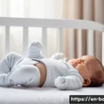 아기 낮잠 시간표 - A cozy nursery scene featuring a baby wearing a soft white cotton onesie and a diaper, peacefully na...